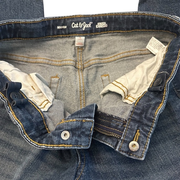 Cat & Jack Dark Blue Bootcut Jeans Boys 16 with Adjustable Waist - Picture 4 of 5